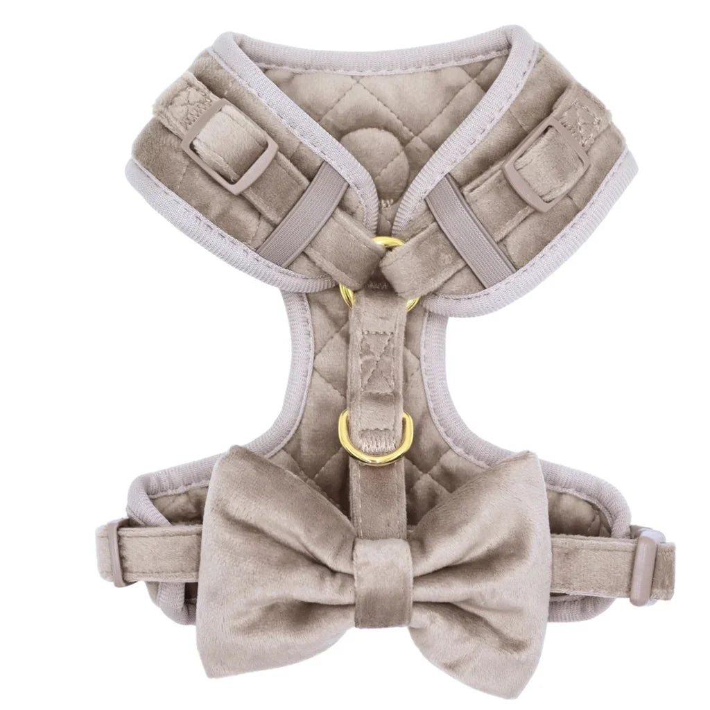 Druckfreies Hundegeschirr aus Samt – Beige