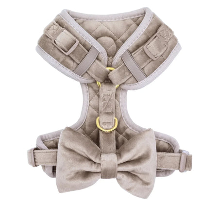 Druckfreies Hundegeschirr aus Samt – Beige
