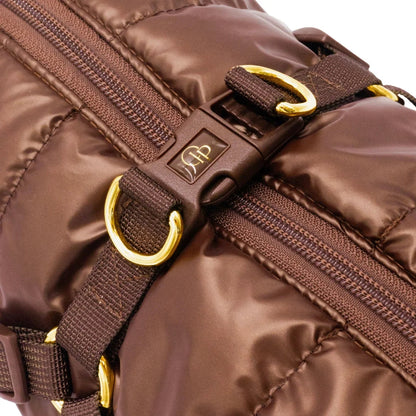 Winter-Hundemantel 2-in-1 (Gefüttert & Wasserfest) mit Geschirr – Braun