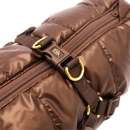 Winter-Hundemantel 2-in-1 (Gefüttert & Wasserfest) mit Geschirr – Braun