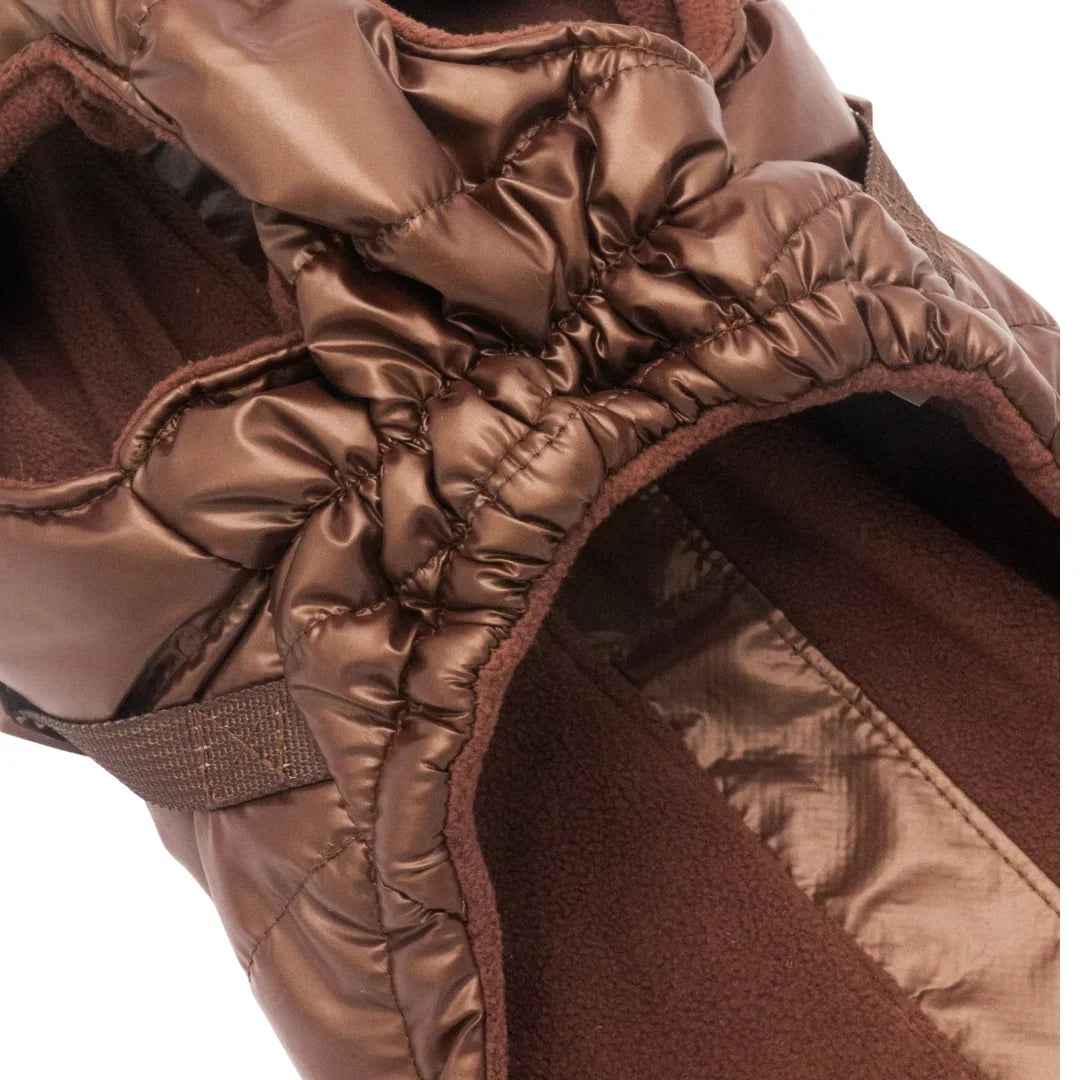 Winter-Hundemantel 2-in-1 (Gefüttert & Wasserfest) mit Geschirr – Braun