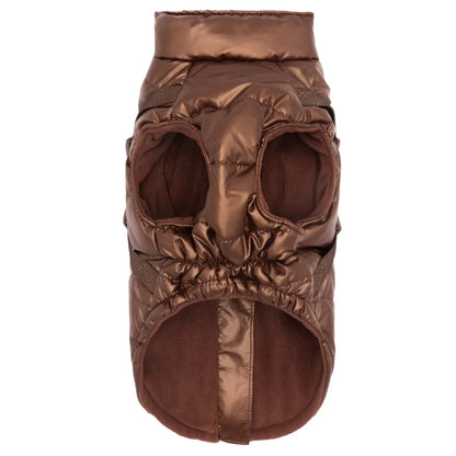 Winter-Hundemantel 2-in-1 (Gefüttert & Wasserfest) mit Geschirr – Braun