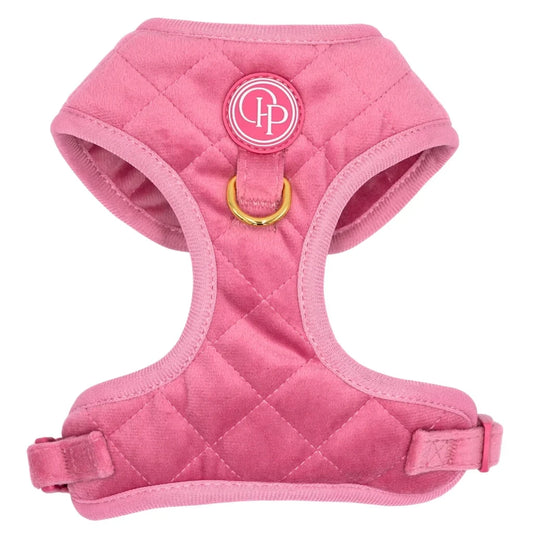 Druckfreies Hundegeschirr aus Samt – Rosa