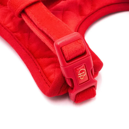 Druckfreies Hundegeschirr aus Samt – Rot