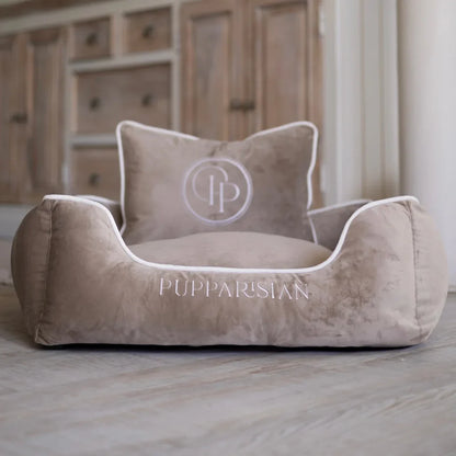 Hundebett aus Samt – Beige