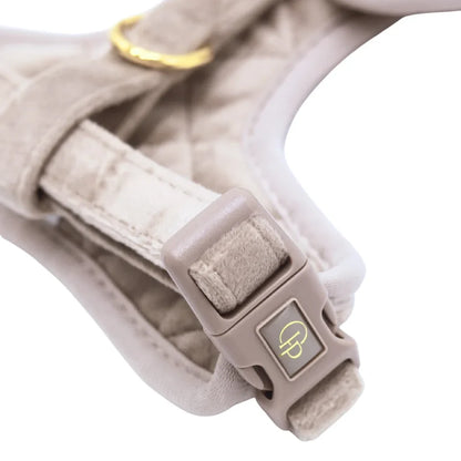 Druckfreies Hundegeschirr aus Samt – Beige