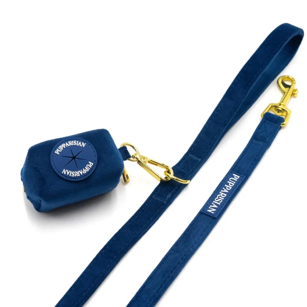 Klassische Samt-Hundeleine 190 cm – Dunkelblau