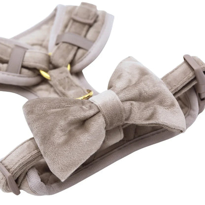 Druckfreies Hundegeschirr aus Samt – Beige