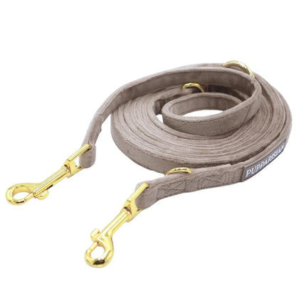 Verstellbare Samt-Hundeleine 3 m – Beige