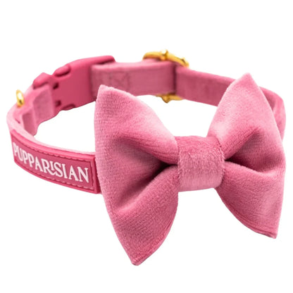 Hundefliege aus Samt – Rosa