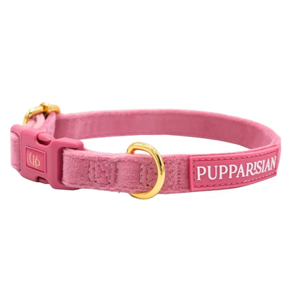 Samt-Hundehalsband mit Fliege – Rosa