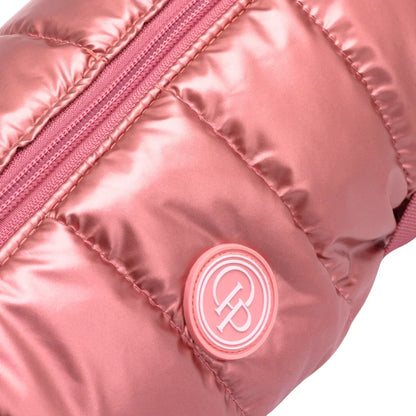 Winter-Hundemantel 2-in-1 (Gefüttert & Wasserfest) mit Geschirr – Rosa