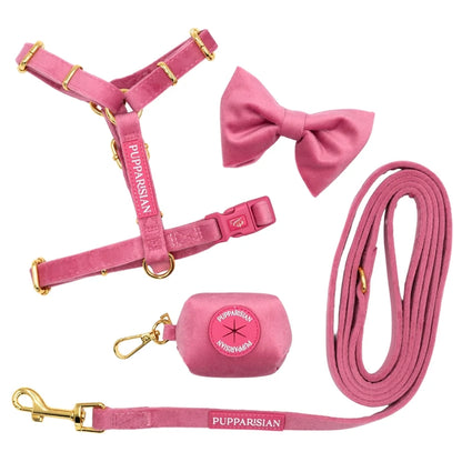 Hundefliege aus Samt – Rosa