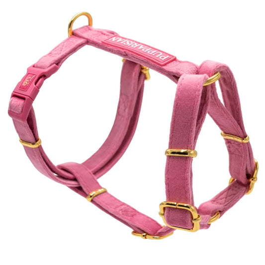 Samt-H-Geschirr – Rosa