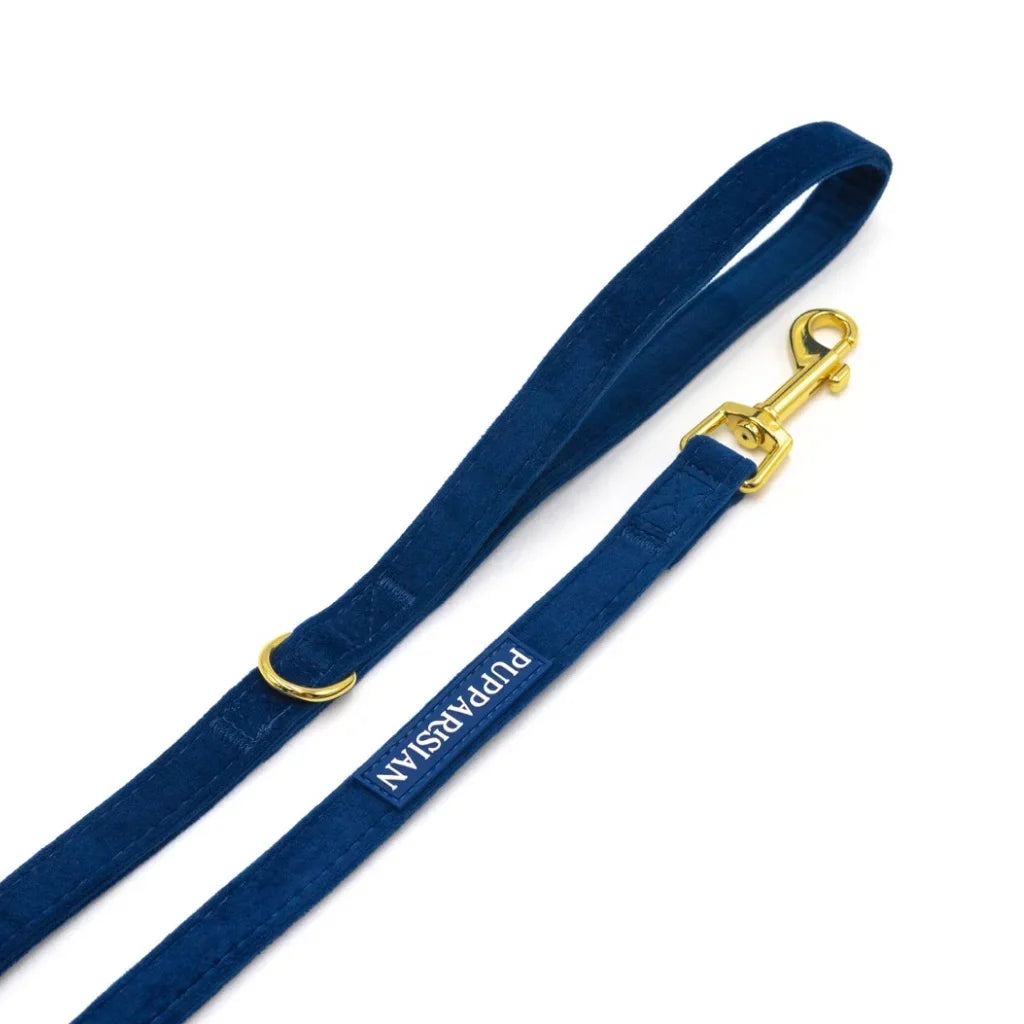 Klassische Samt-Hundeleine 190 cm – Dunkelblau