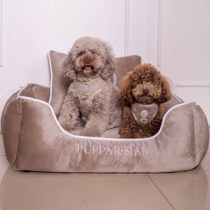 Hundebett aus Samt – Beige