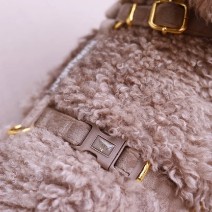 Samt-H-Geschirr – Beige