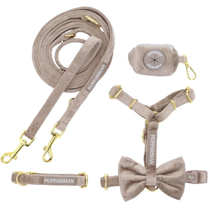 Verstellbare Samt-Hundeleine 3 m – Beige