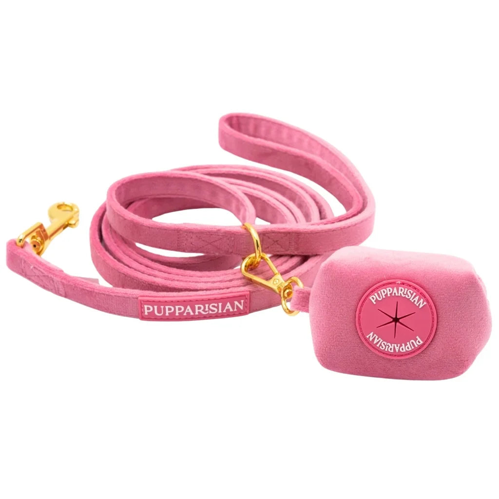 Klassische Samt-Hundeleine 190 cm – Rosa