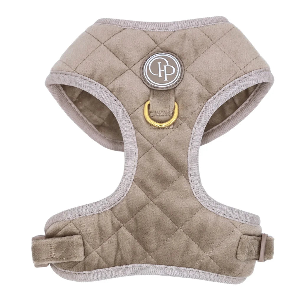 Druckfreies Hundegeschirr aus Samt – Beige
