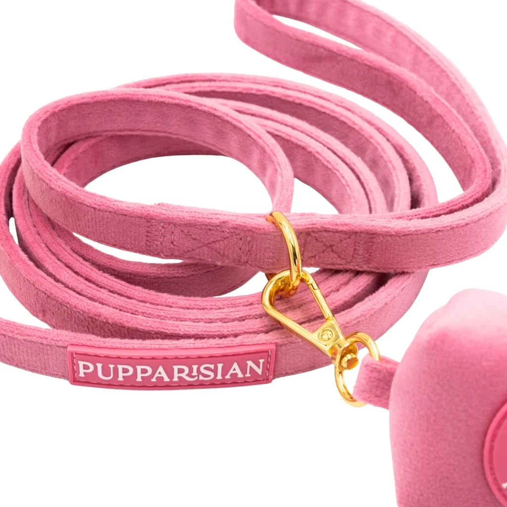 Klassische Samt-Hundeleine 190 cm – Rosa