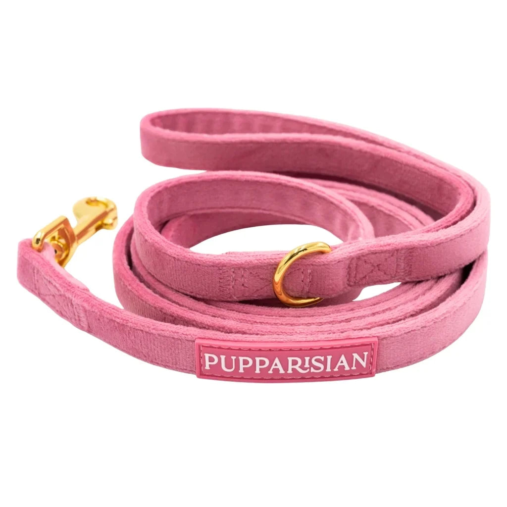 Klassische Samt-Hundeleine 190 cm – Rosa