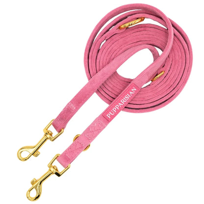 Verstellbare Samt-Hundeleine 3 m – Rosa