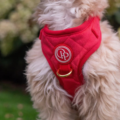 Druckfreies Hundegeschirr aus Samt – Rot