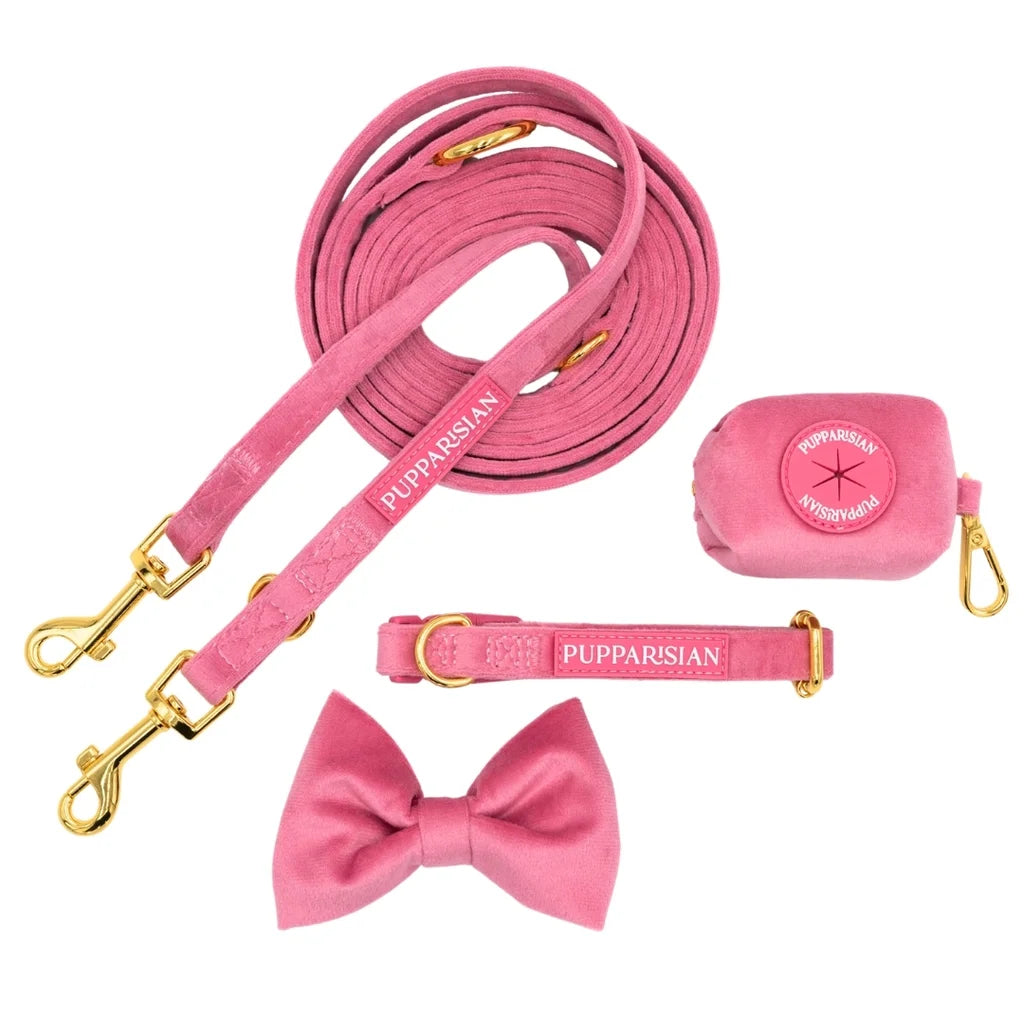 Verstellbare Samt-Hundeleine 3 m – Rosa