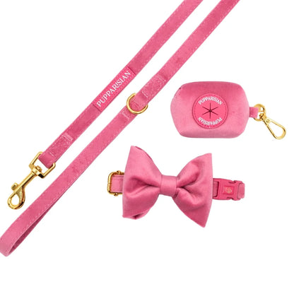 Hundefliege aus Samt – Rosa