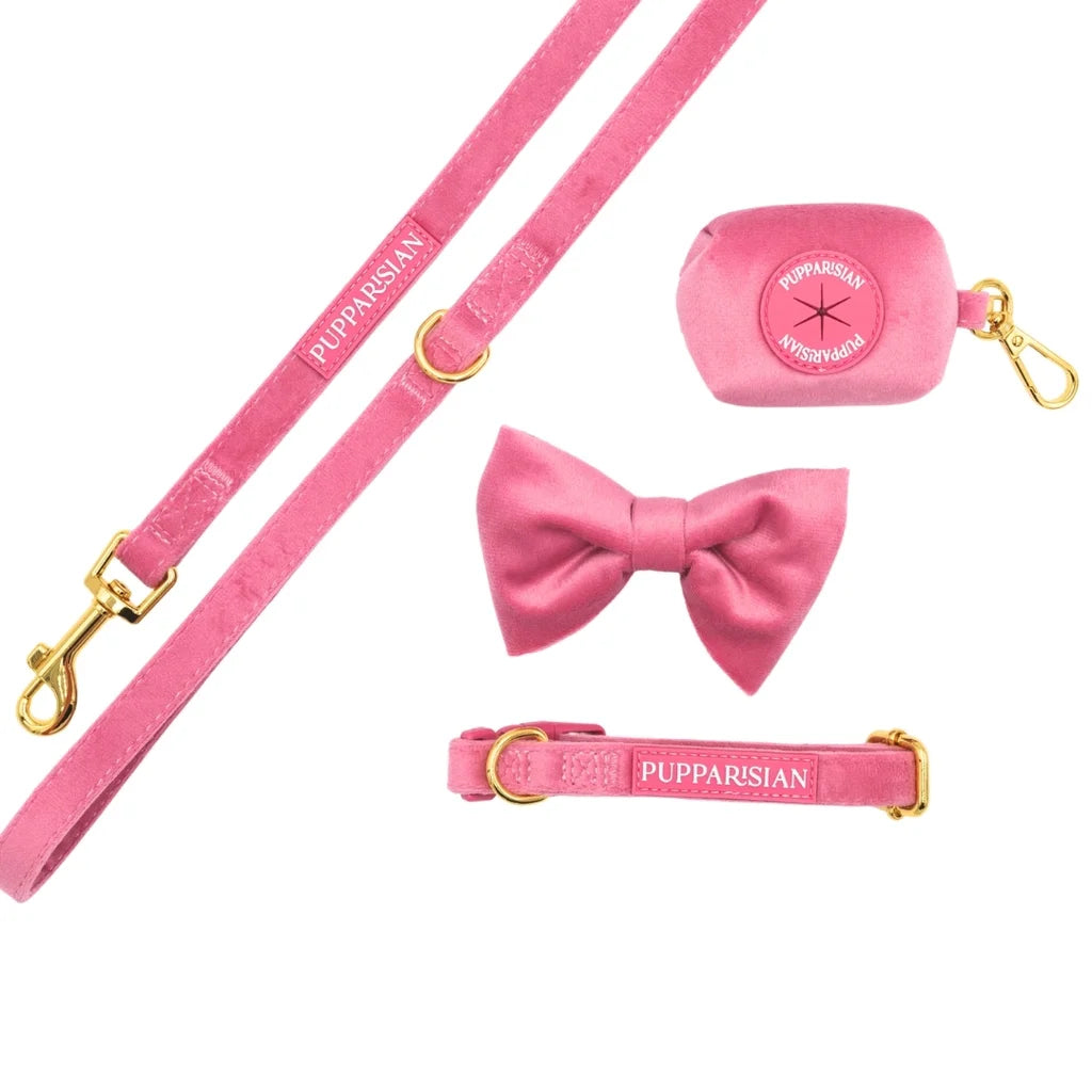 Hundefliege aus Samt – Rosa