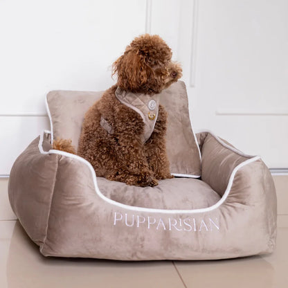 Hundebett aus Samt – Beige