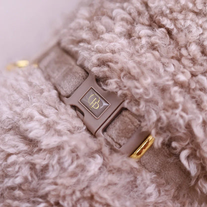 Samt-H-Geschirr mit Schleife – Beige