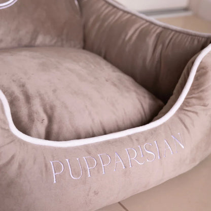 Hundebett aus Samt – Beige