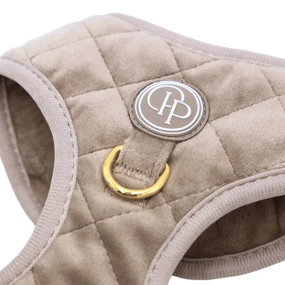 Druckfreies Hundegeschirr aus Samt – Beige
