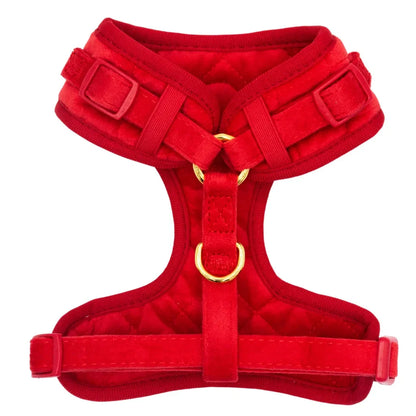 Druckfreies Hundegeschirr aus Samt – Rot