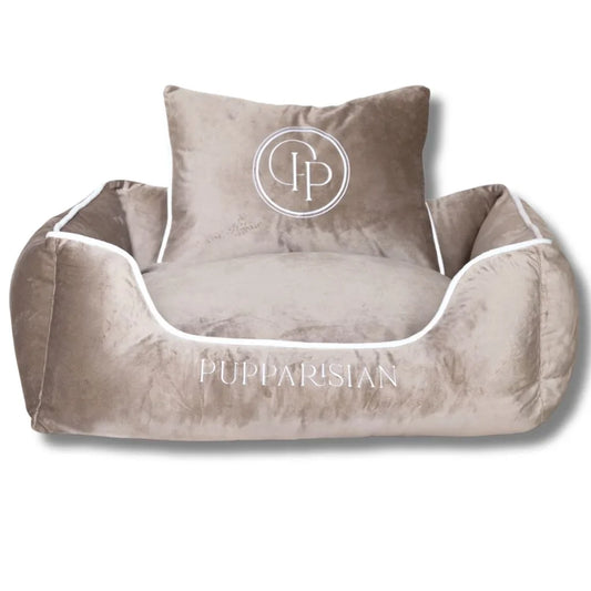 Hundebett aus Samt – Beige