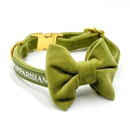 Samt-Halsband – Olivgrün