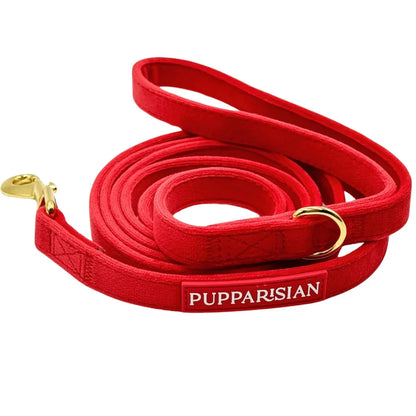 Klassische Samt-Hundeleine 190 cm – Rot