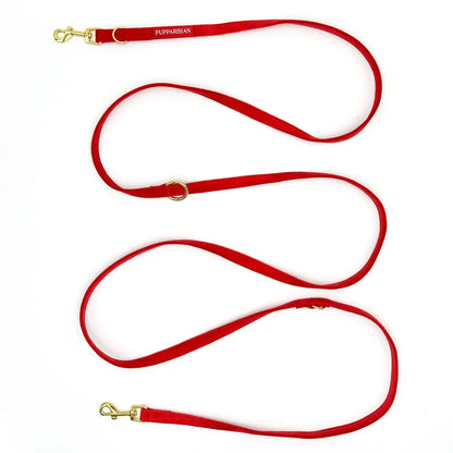 Verstellbare Samt-Hundeleine 3 m – Rot