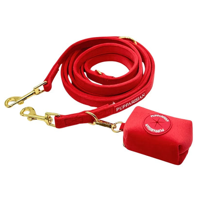 Verstellbare Samt-Hundeleine 3 m – Rot